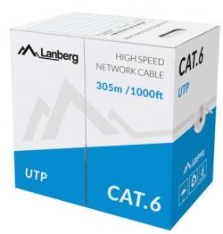 Инсталационен LAN кабел  Lanberg LAN cable UTP CAT.6 305m solid CCA, grey