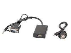 Кабел/адаптер Lanberg adapter VGA (f) + audio 3.5mm jack -- HDMI (m)