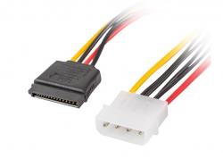 Кабел/адаптер Lanberg molex (m) 4 pin -- 2x SATA (f) 15 pin, cable 30cm