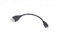 Кабел/адаптер Lanberg USB micro-b (m) -- USB-A (f) 2.0, cable 0.15m otg, black (50-pack)