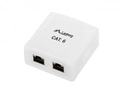 Розетка Lanberg surface-mount box CAT.6 FTP shielded 2X RJ45, white