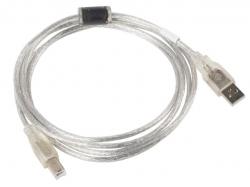 Кабел/адаптер Lanberg USB-A (M) -- USB-B (M) 2.0 cable 1.8m, transparent ferrite