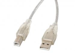 Кабел/адаптер Lanberg  USB-A (M) -- USB-B (M) 2.0 cable 5m, transparent ferrite
