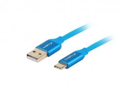 Кабел/адаптер Lanberg USB-C(M) --  USB-A (M) 2.0 cable 1m, blue premium QC 3.0