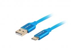Кабел/адаптер Lanberg USB-C(M) -- USB-A (M) 2.0 cable 1m, blue premium QC 3.0