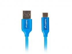 Кабел/адаптер Lanberg USB-C(M) --  USB-A (M) 2.0 cable 1.8m, blue QC 3.0 premium