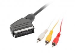 Кабел/адаптер Lanberg cable SCART (EURO)-RCA x3 1.8m