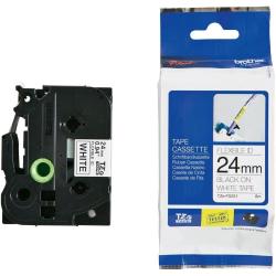 Касета за етикетен принтер Brother TZe-FX251 Tape Black on White, Flexible ID, 24mm, 8m