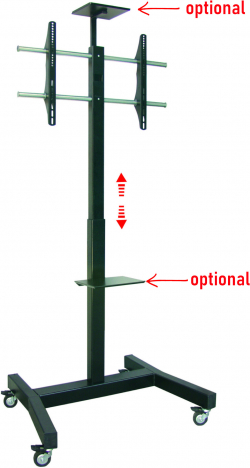 Стойка за под тип количка OMB BIG TROLLEY, 46'' - 90'', 80кг, VESA 200x200, Черен