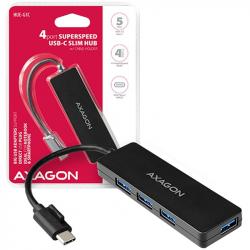 USB Хъб AXAGON HUE-G1C 4x USB3.1 Gen1 SLIM hub w. 14cm Type-C cable