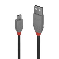 Кабел/адаптер LINDY LNY-36733 :: Kабел USB 2.0 Type A към Micro-B, M-M, Anthra Line, черен, 2.0 м
