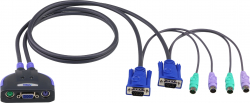 KVM продукт ATEN CS62S :: KVM превключвател, 2х 1, автом., PS2, включени кабели 0.9 м