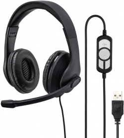Слушалки Слушалки с микрофон HAMA HS-USB300, стерео, USB, Черен