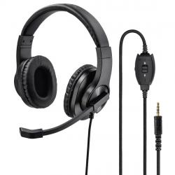 Слушалки Слушалки с микрофон HAMA HS-P350, стерео, Y-адаптер, 3.5мм жак, Черен