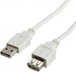 Кабел/адаптер ROLINE S3111-400 :: USB 2.0 кабел, A-A, M-F, бежов, 0.8 м