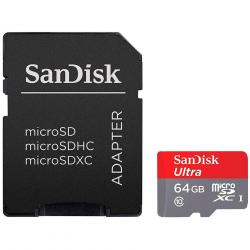 SD/флаш карта SANDISK Ultra micro SDHC UHS-I, A1, SD Адаптер, 64GB, Class 10, 100Mb-s