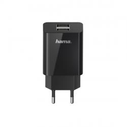Кабел/адаптер Мрежово зарядно HAMA Universal, 2 x USB-A, 2.1 A, Черен