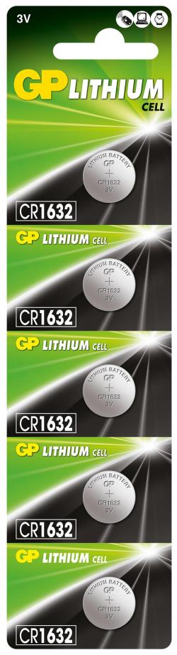 Батерия литиева CR1632 3V  GP BATTERIES, 5 бр. блистер -цена за 1 бр.-