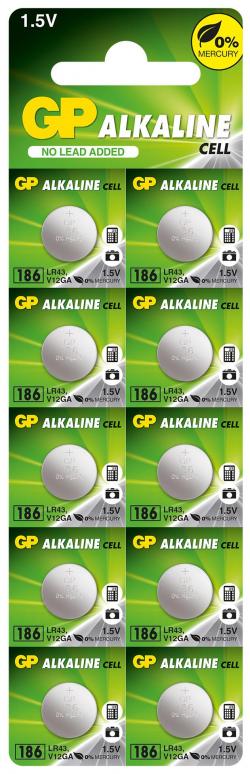 Бутонна алкална батерия GP186 AG12 LR-43- 10 бр.-pack цена за 1 бр.- 1.55V GP
