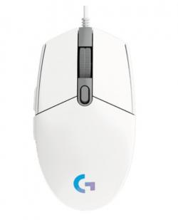 Мишка Геймърска Logitech G102 Mouse, Lightsync RGB, 8000 DPI, 6 Programmable Buttons, Бяла