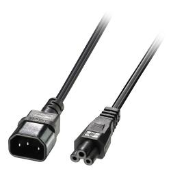 Кабел/адаптер LINDY LNY-30341 :: Захранващ удължителен кабел, IEC C14 to IEC C5 Cloverleaf, 2.0 м