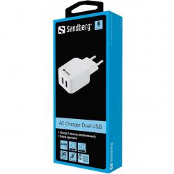Кабел/адаптер SANDBERG SNB-440-57 :: USB зарядно, Dual USB, 2.4 + 1A