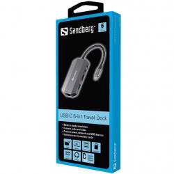 USB Хъб SANDBERG SNB-136-33 :: USB-C Travel докинг станция, 6-in-1