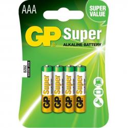 Батерия Алкална батерия GP SUPER LR03 AAA, 4 бр. в опаковка - блистер, 1.5V,GP24A