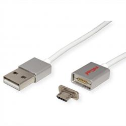 Кабел/адаптер ROLINE 11.02.8316 :: ROLINE USB 2.0 кабел, Type A M - Micro B магнитен, M-M, 1.0 м, 