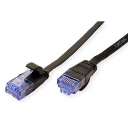 Медна пач корда VALUE 21.99.0825 :: UTP Patch кабел, Cat.6A (Class EA), черен цвят, 5.0 м, плосък