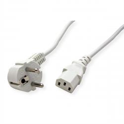 Кабел/адаптер VALUE 19.99.1019 :: Захранващ кабел, прав IEC конектор, бял цвят, 1.8 м