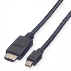 Кабел/адаптер ROLINE 11.99.5791 :: VALUE Mini DisplayPort кабел, Mini DP-HDTV, M-M, черен, 2.0 м