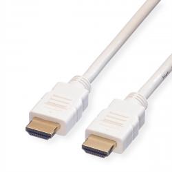 Кабел/адаптер ROLINE 11.04.5715 :: HDMI High Speed кабел + Ethernet, M-M, бял цвят, 15.0 м