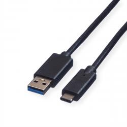 Кабел/адаптер ROLINE 11.02.9010 :: USB 3.2 Gen 1 кабел, A-C, M-M, черен цвят, 0.5 м