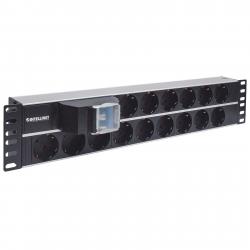 Контакт за шкаф INTELLINET 714051: PDU за 19" шкаф, 2U, 15 гнезда, 16А, On-Off, алуминиев, 3.0 м