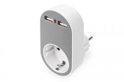Контакт DIGITUS DA-70617 :: Зарядно, 2 USB порта, шуко контакт, 5V - 2.1 А