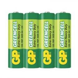 Цинк карбонова батерия GP R6  GREENCELL 15G-S4 -4 бр. в опаковка- shrink 1.5V