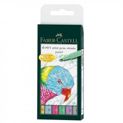 Канцеларски продукт Faber-Castell Маркер-четка Pitt Artist Pen, B, 6 пастелни цвята