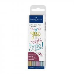 Канцеларски продукт Faber-Castell Маркер Pitt Artist, Creative Studio, металик, 4 цвята