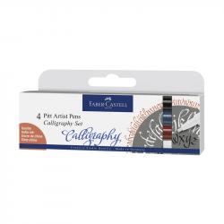 Канцеларски продукт Faber-Castell Маркер Pitt Artist, за калиграфия, 4 цвята класик