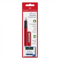 Канцеларски продукт Faber-Castell Писалка, червена, с включени 6 патрончета