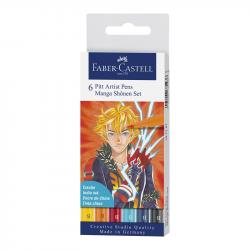 Канцеларски продукт Faber-Castell Маркер Pitt Manga Shonen, 6 броя