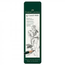 Канцеларски продукт Faber-Castell Молив Castell 9000, чернографитен, 6 броя в метална кутия
