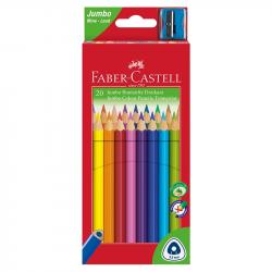 Канцеларски продукт Faber-Castell Цветни моливи Triangular Jumbo, 20 цвята, с включена острилка