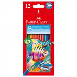 Канцеларски продукт Faber-Castell Цветни моливи, 12 цвята, с включена четка