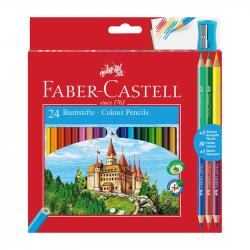 Канцеларски продукт Faber-Castell Цветни моливи Замък, 24 + 6 цвята, с включена острилка