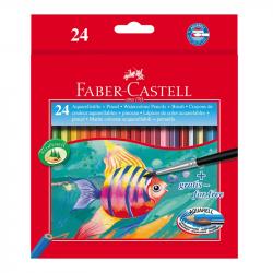 Канцеларски продукт Faber-Castell Акварелни моливи, 24 цвята, с включена четка на най-ниска цени