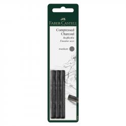 Канцеларски продукт Faber-Castell Въглен Pitt, средна твърдост, 3 броя в блистер