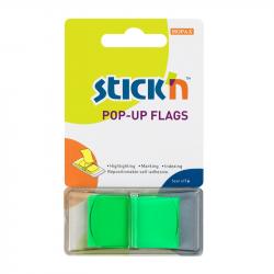Stick'n Самозалепващи се индекси, PVC, 45 x 25 mm, зелени, 50 броя