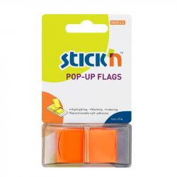 Канцеларски продукт Stick'n Самозалепващи индекси, PVC, 45 x 25 mm, оранжеви, 50 броя